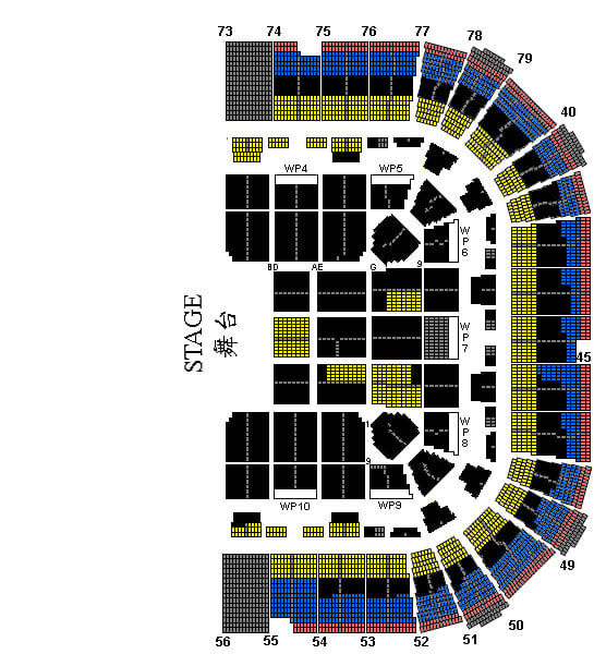陳奕迅演唱會座位表 2022年12月9-11, 13-14, 16-18, 20-22, 24-26日